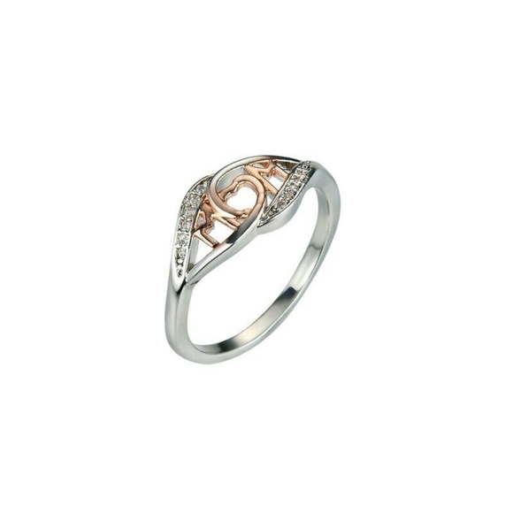 2-Tone MOM Rhinestone Crystal Ring - Picture 4 of 6